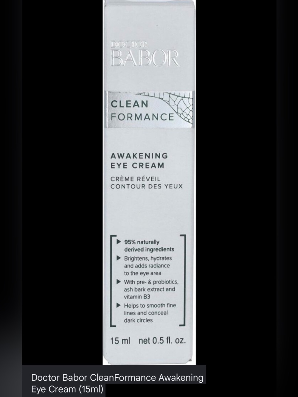 Doctor Babor Clean Formance Awakening Eye Cream - 15 mL, NWT